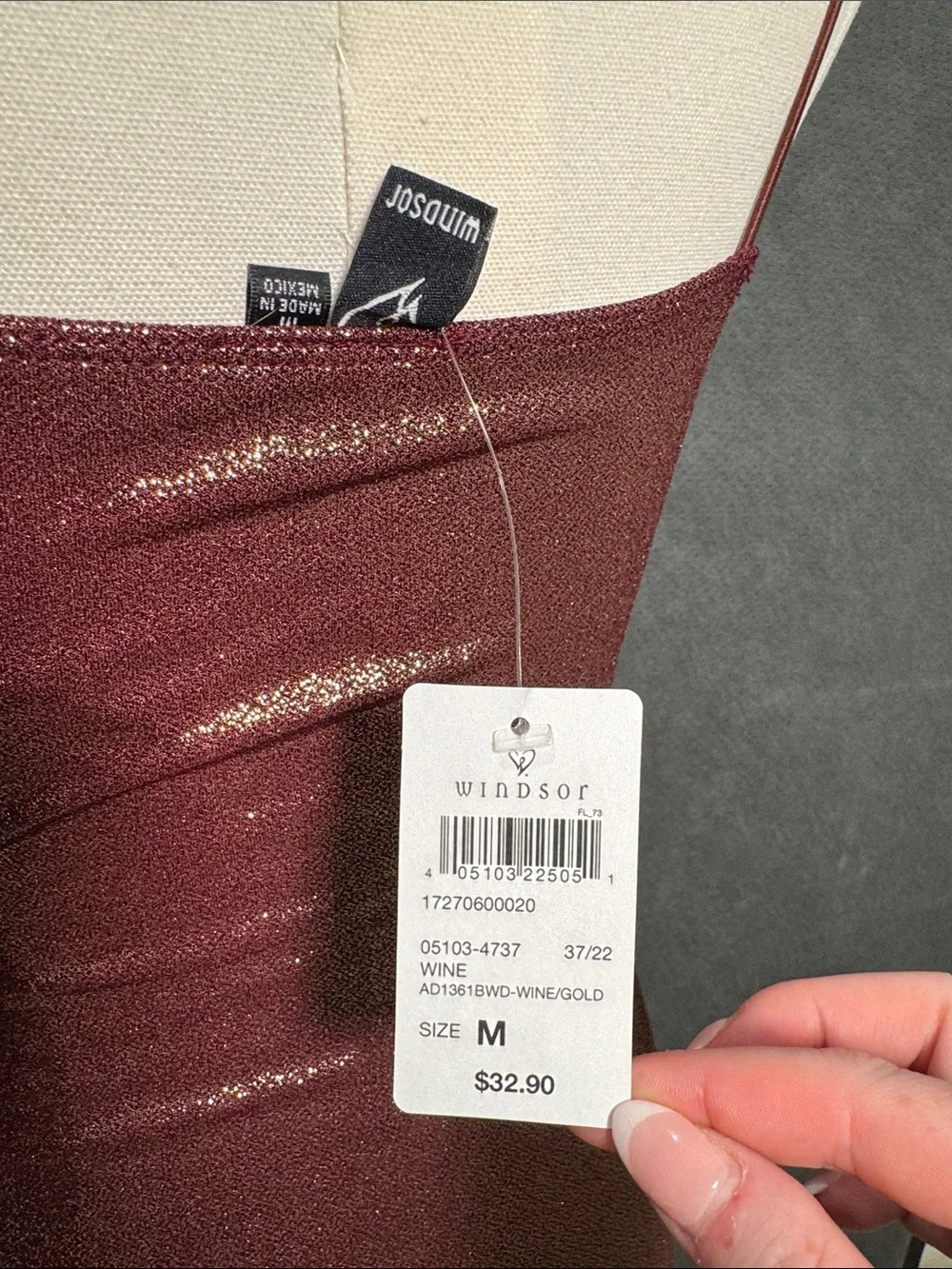 Windsor Metallic Wine Slip Mini Dress - Picture 2 of 3